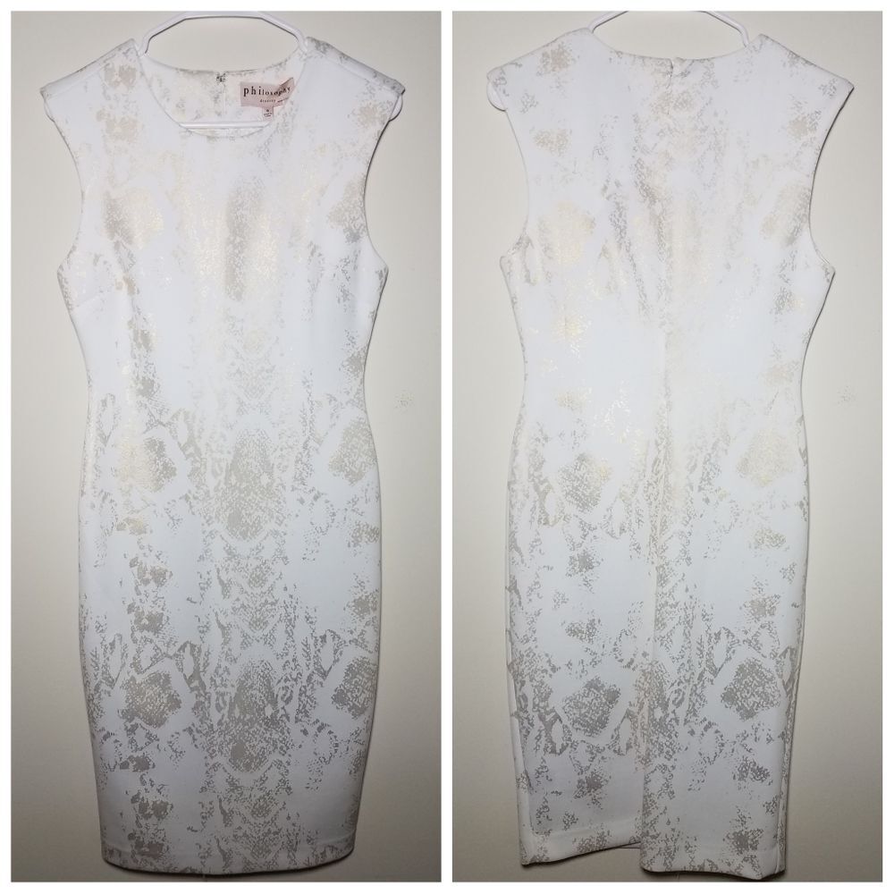 NWT|Philosophy Snake Print Sleeveless Foil Dress, SMALL
